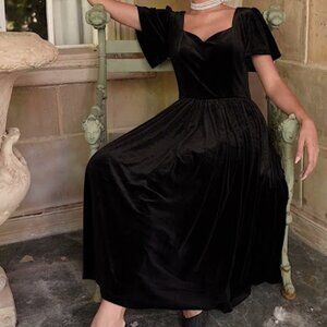 JessaKae Black Velvet Midi Dress